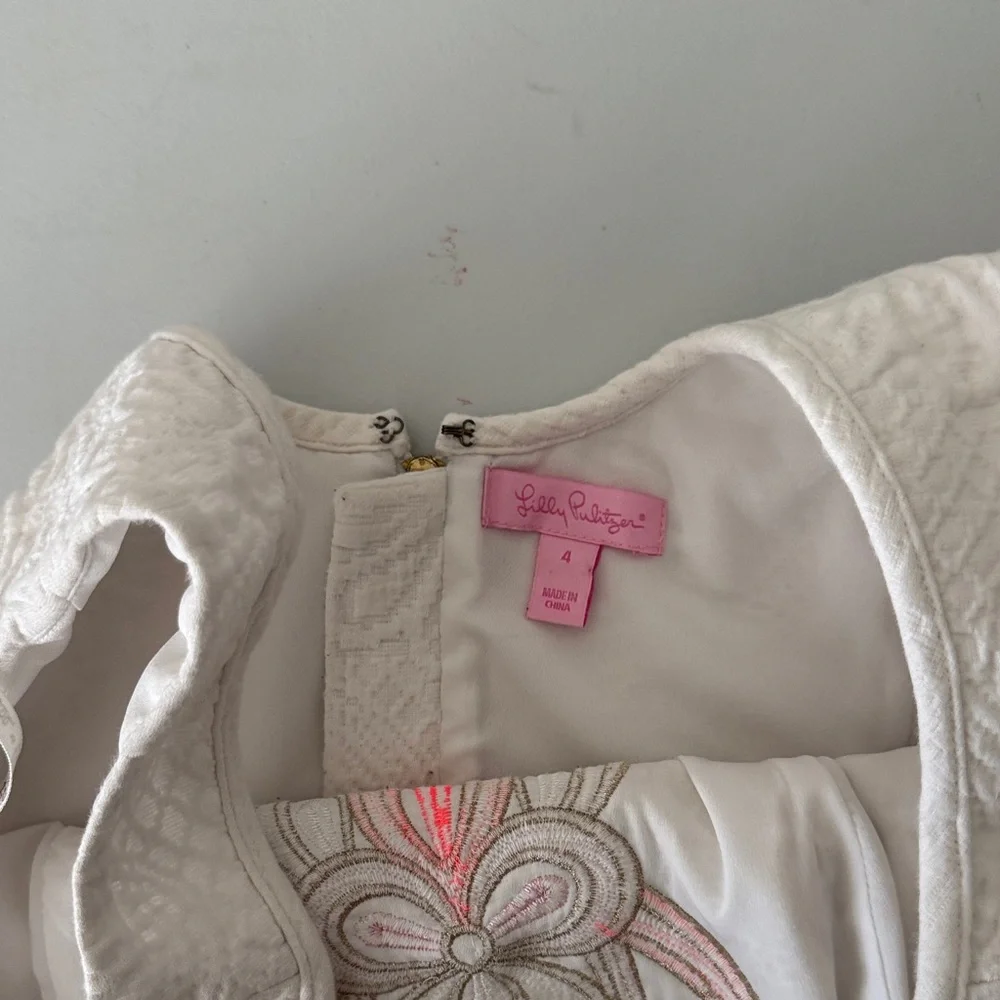 Lilly Pulitzer White Dress with Pink Embroidery - Picture 12 of 14